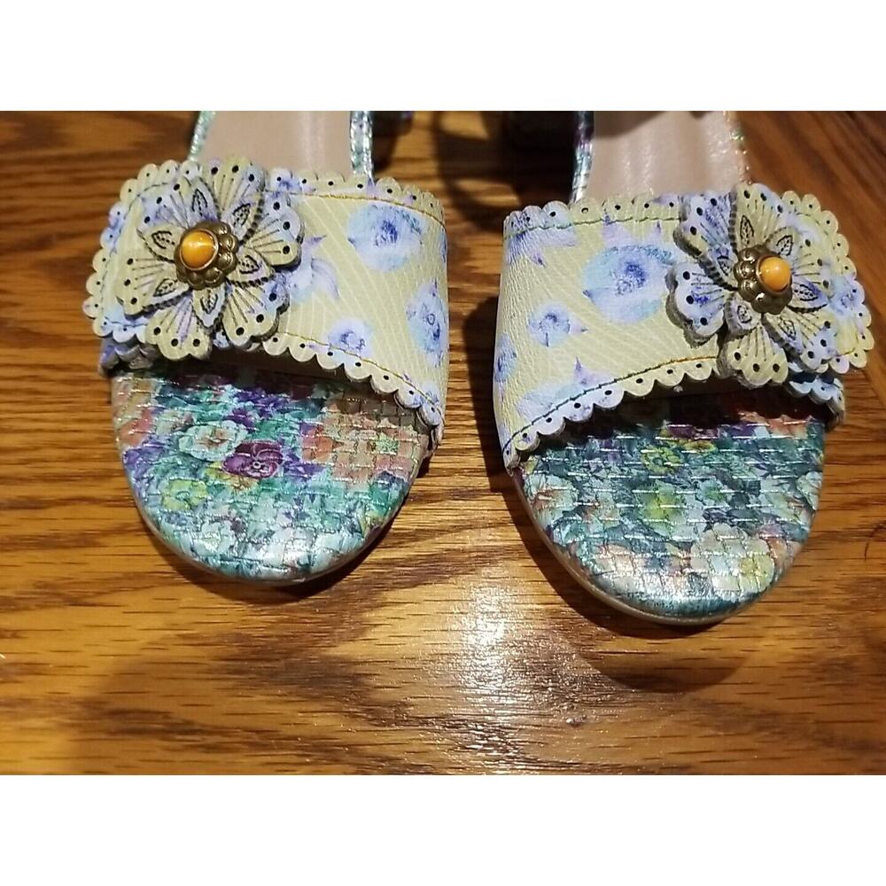 L'Artiste Spring Step Stacked Heel Ankle Strap Sandals size EU 39 US 9 Floral - Picture 6 of 14